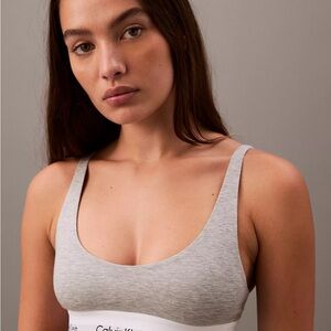 Calvin Klein Icon Cotton Modal Lightly Lined Scoopneck Bralette Grey Heather